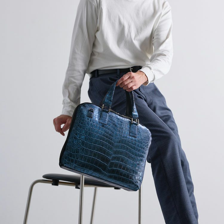 クロコダイルメンズ2wayビジネスバッグ薄型
