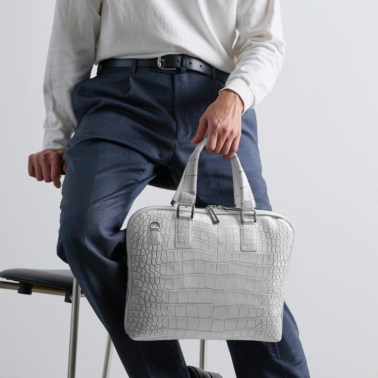 クロコダイルメンズ2wayビジネスバッグ薄型