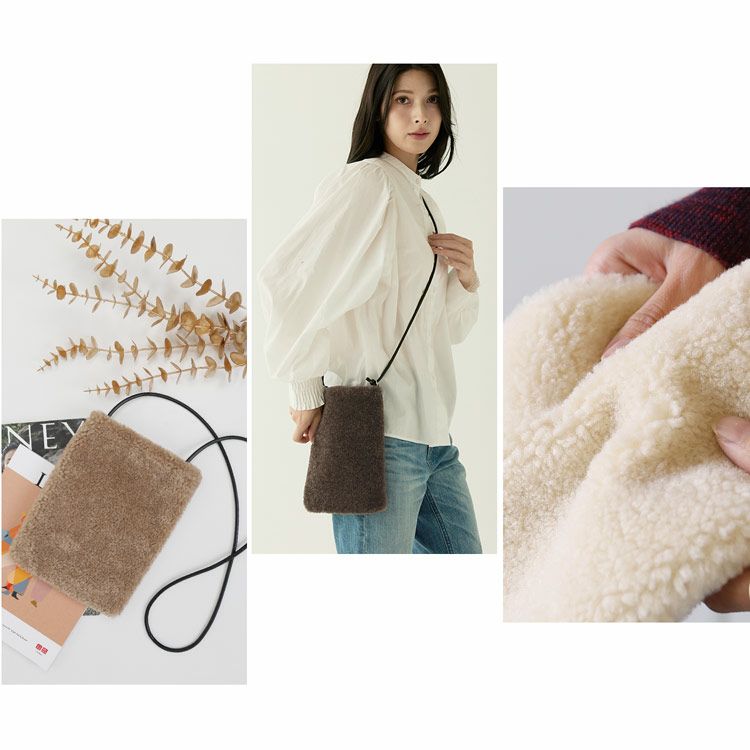 ファーバッグショルダーエコファー斜めがけバッグレディースムートン風フェイク【ネコポスで送料無料】(07000690r)