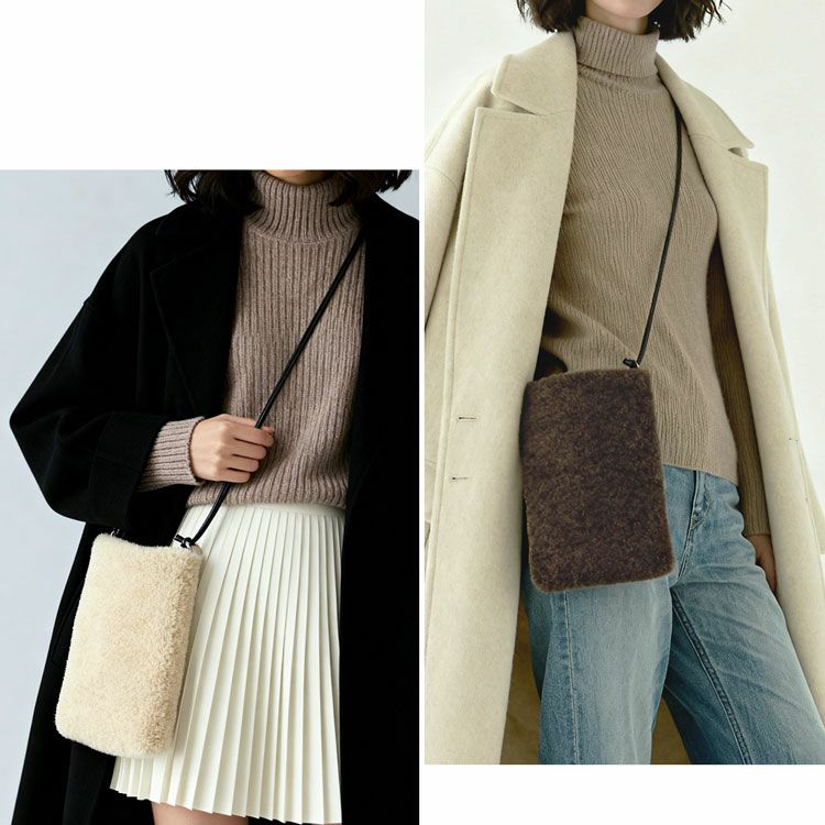 ファーバッグショルダーエコファー斜めがけバッグレディースムートン風フェイク【ネコポスで送料無料】(07000690r)