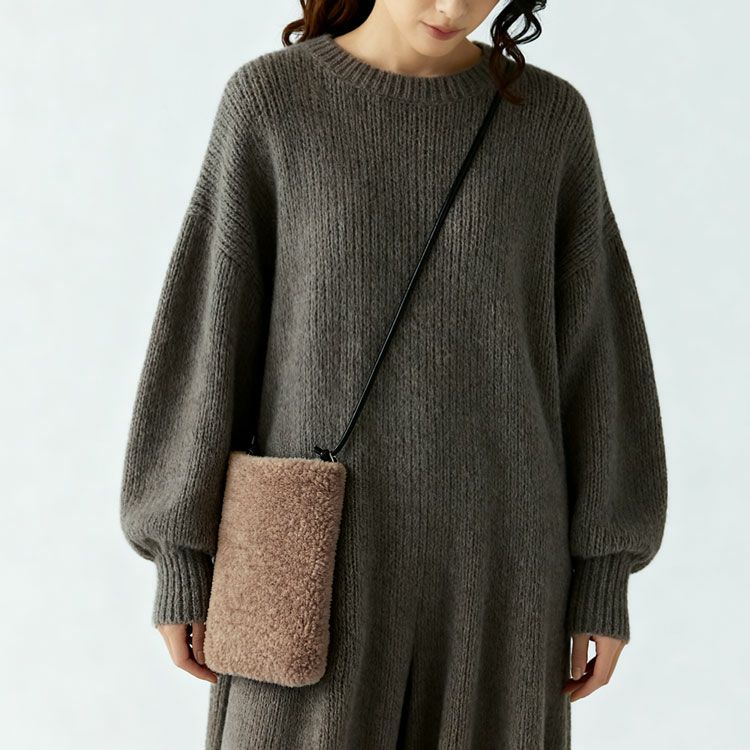 ファーバッグショルダーエコファー斜めがけバッグレディースムートン風フェイク【ネコポスで送料無料】(07000690r)