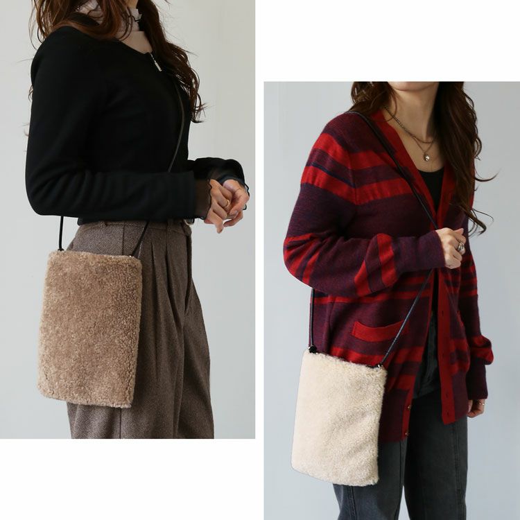 ファーバッグショルダーエコファー斜めがけバッグレディースムートン風フェイク【ネコポスで送料無料】(07000690r)