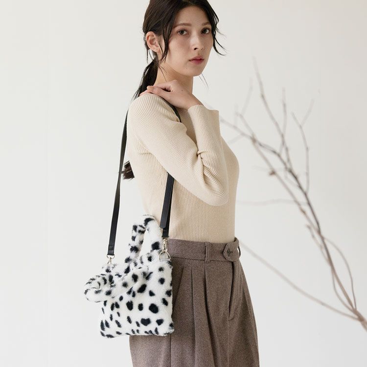 ファーバッグミニトートアニマル柄エコファー斜めがけバッグレディーストートフェイク(07000691r)