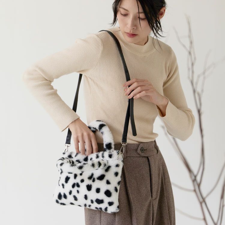 ファーバッグミニトートアニマル柄エコファー斜めがけバッグレディーストートフェイク(07000691r)