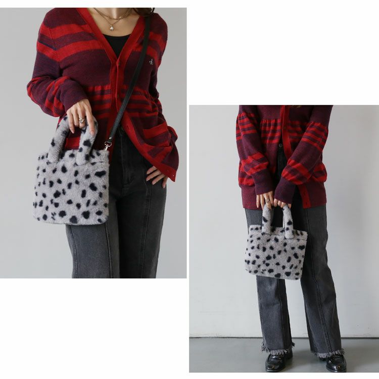 ファーバッグミニトートアニマル柄エコファー斜めがけバッグレディーストートフェイク(07000691r)