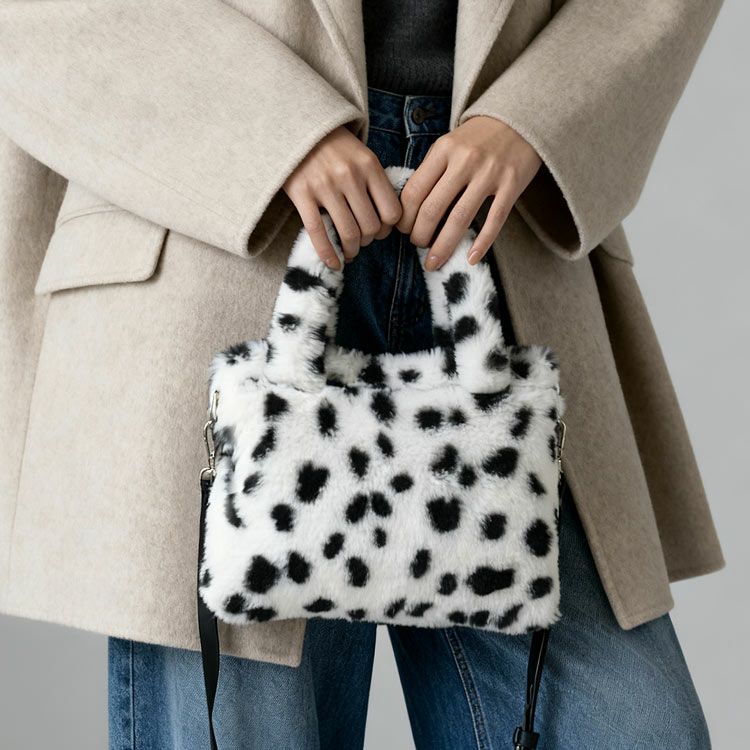 ファーバッグミニトートアニマル柄エコファー斜めがけバッグレディーストートフェイク(07000691r)