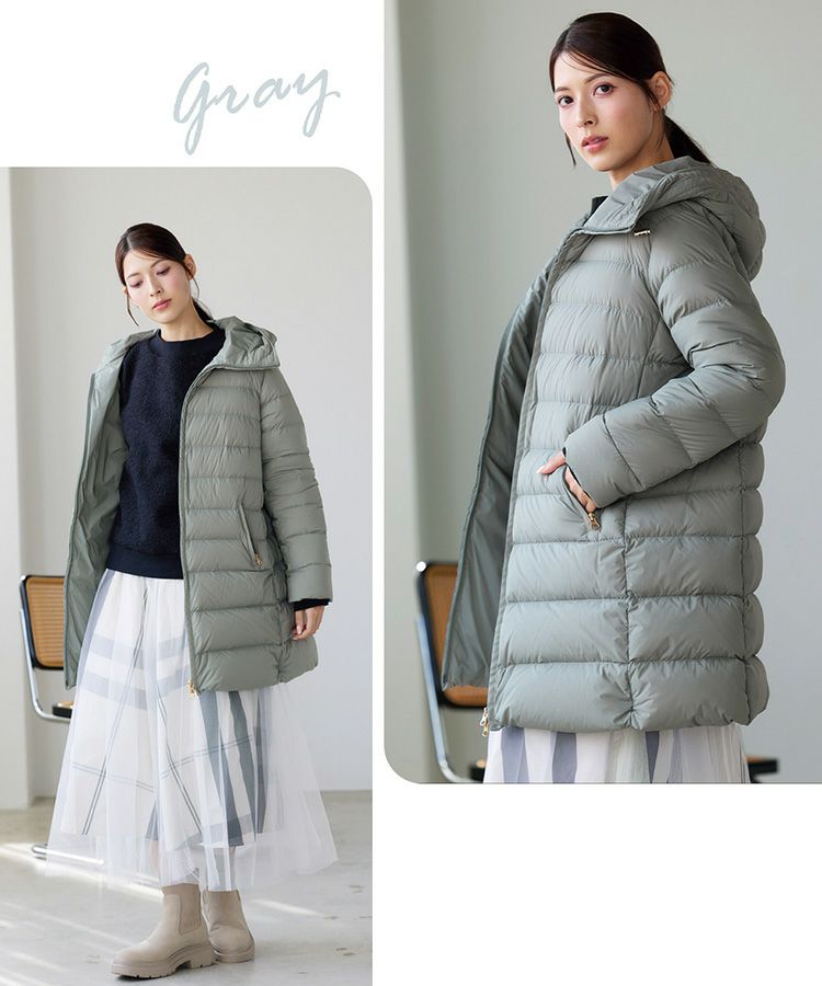 明るいグレー高品質ハンガリーグースダウンコート