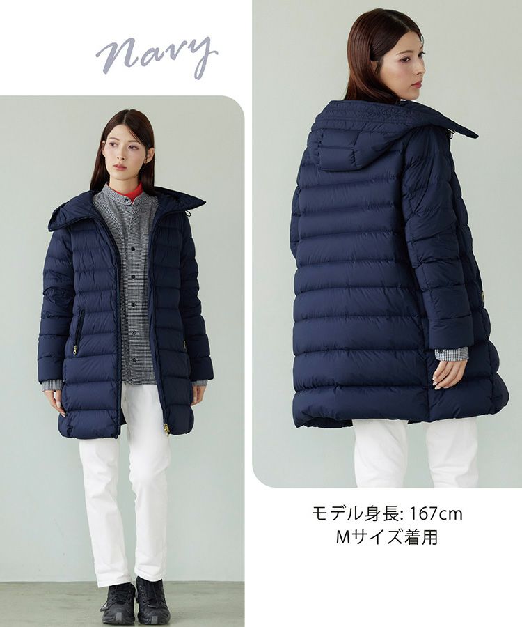 高級ハンガリーダウン90％使用のネイビーコート