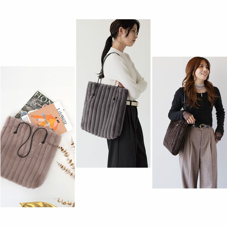 ファーバッグトートレディースフェイクファーA4エコファーバッグトートバッグA4バッグ(07000692r)