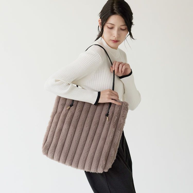 ファーバッグトートレディースフェイクファーA4エコファーバッグトートバッグA4バッグ(07000692r)