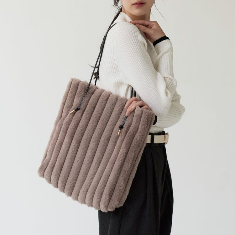 ファーバッグトートレディースフェイクファーA4エコファーバッグトートバッグA4バッグ(07000692r)