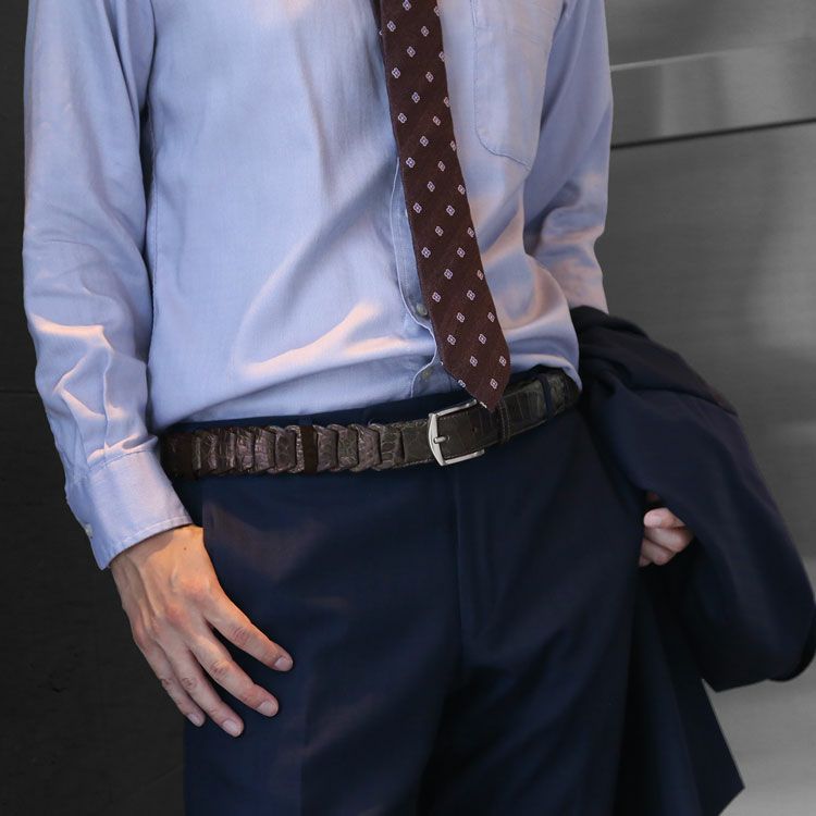 クロコダイルメンズベルト35mmピンタイプキャタピラ風